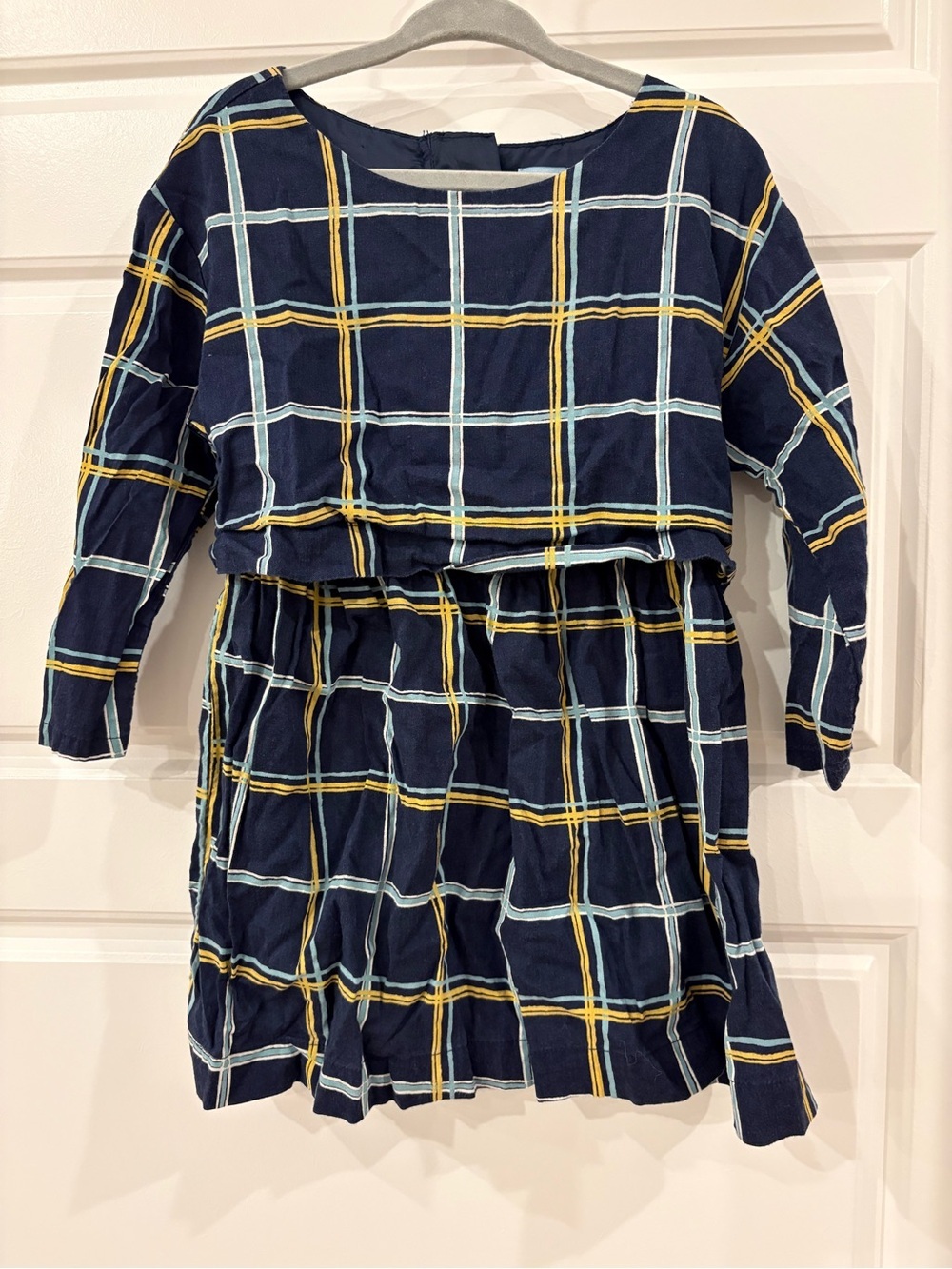 Baby Gap Girl’s Navy Plaid Long-Sleeve Kids Dress Size 3T